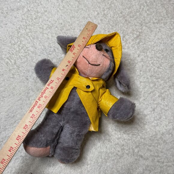 Vintage Knickerbocker Animals Of Distinction Mouse Plush 13” Gray Yellow Coat - Picture 5 of 6